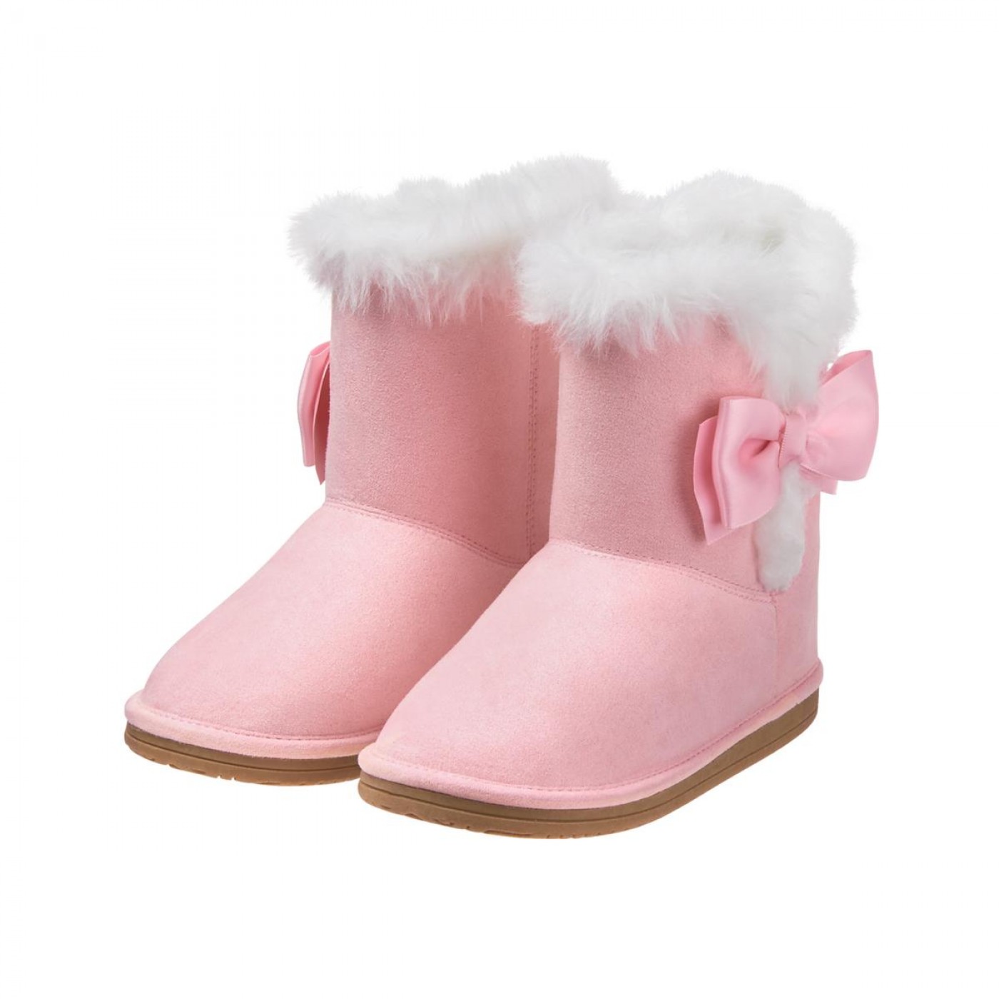 淡粉色毛絨雪靴