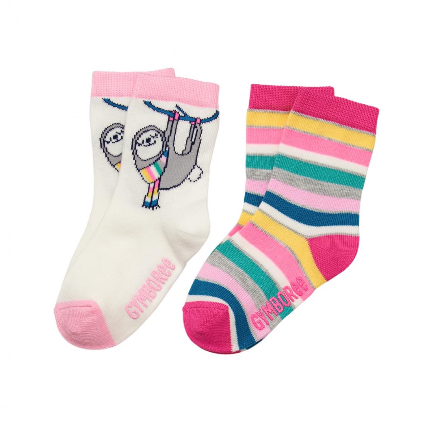 樹懶彩虹條紋襪兩件組