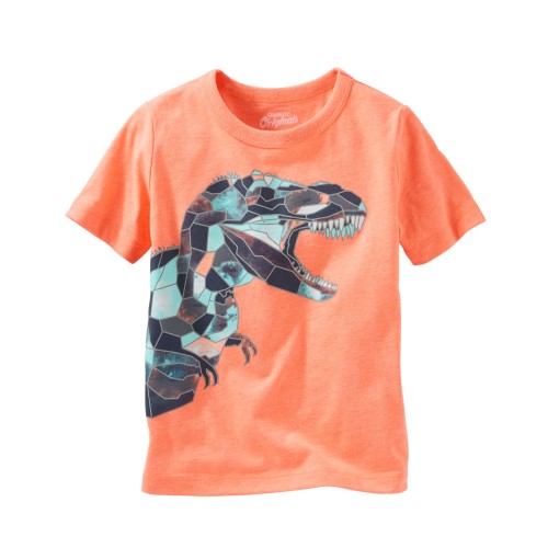 橘色幾何恐龍短T