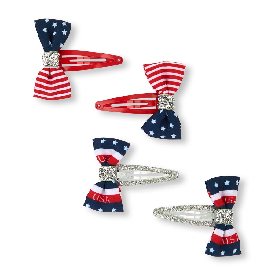 美式蝴蝶結髮夾四件組