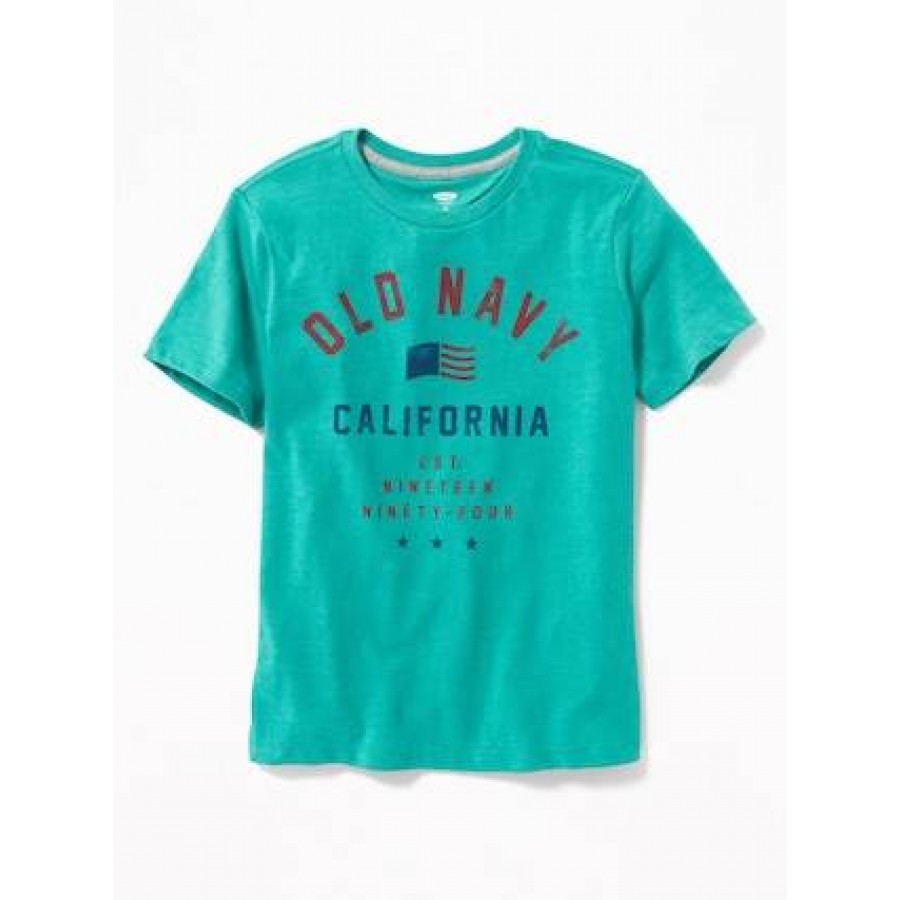 湖水綠LOGO短袖棉T